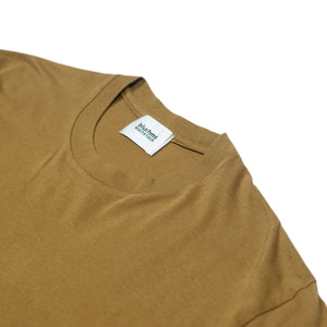 Crewneck t-shirt in camel color cotton and silk jersey