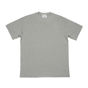 Crewneck t-shirt in light heather grey cotton and silk jersey