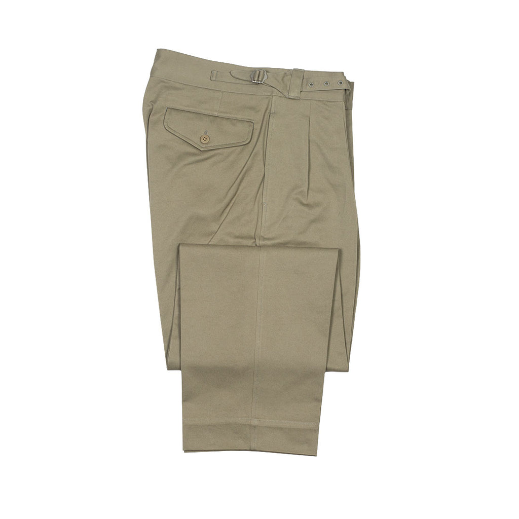 Gurkha trousers in khaki washed Finx chino cloth – No Man Walks Alone
