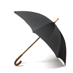 Malacca handle, wooden stick umbrella, grey canopy
