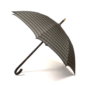 Solid stick umbrella, cherry wood, grey canopy with copper stripes