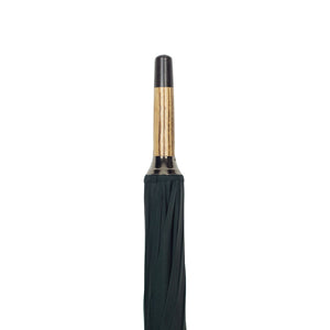 Solid stick umbrella, blonde hickory wood, bottle green canopy