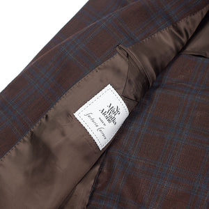 x Sartoria Carrara: Sport coat in maroon lightweight wool with blue check 8oz