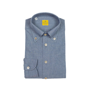 Donegal Japanese denim cotton shirt, buttoned collar