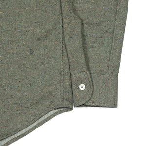 Round collar shirt in speckled beige wool mix