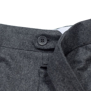 Higher-rise mid grey wool flannel trousers with side tabs (restock)