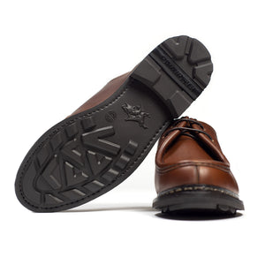 Thuya moccasin toe shoe in espresso brown calf, rubber sole