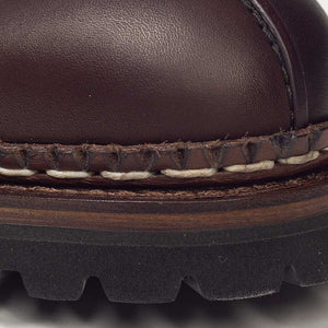 Meleze split-toe shoe in dark brown leather, Vibram lug sole