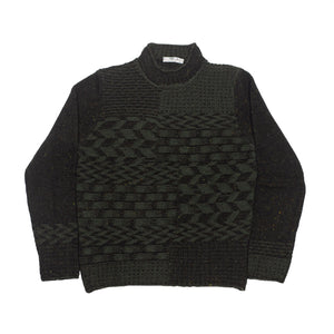 "Claiochai" Stonewall pattern sweater in dark green merino wool and cashmere