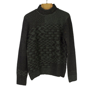 "Claiochai" Stonewall pattern sweater in dark green merino wool and cashmere