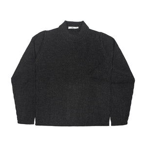 Exclusive mockneck sweater in charcoal baby alpaca and silk