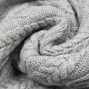 "Oyster" grey merino wool Aran cable crewneck sweater (restock)