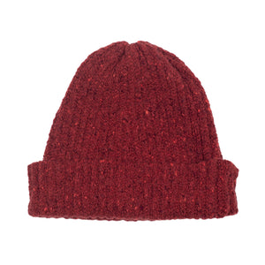 Bacca chili red wool and cashmere donegal ribbed fisherman hat (restock)