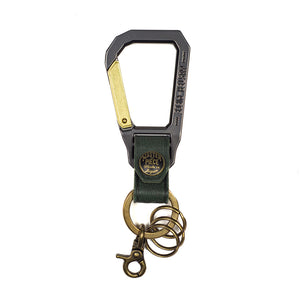 Carabiner key ring in green leather (restock)