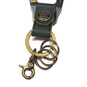 Carabiner key ring in green leather (restock)