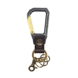 Carabiner key ring in brown leather
