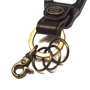 Carabiner key ring in brown leather