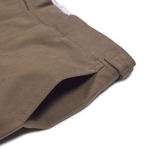 Higher-rise mocha heavy twill cotton trousers (restock)