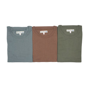 Special box set of 3 1950s crew neck T Shirts in Nut, Army, and Meteor