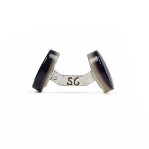 Eveningwear "Special Ceremony" cufflinks, mother-of-pearl finished with black epoxy