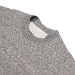 Crewneck fleece sweatshirt in grey melange cotton and lyocell (restock)