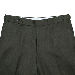 Higher-rise Olive Green Melange cavalry twill wool trousers (restock)