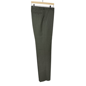 Higher-rise Olive Green Melange cavalry twill wool trousers (restock)