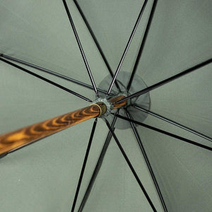 Whangee bamboo handle, wooden stick umbrella, light grey canopy