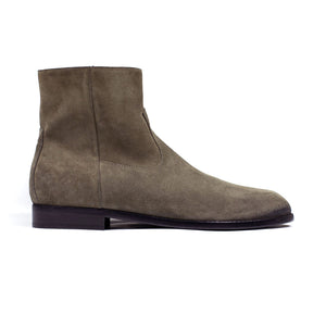 Buttero "Floyd" side-zip boot in taupe grey suede