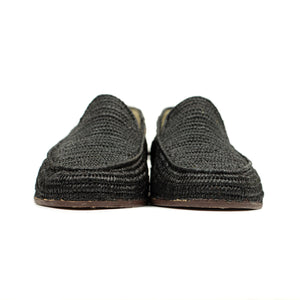 x El Karti: handmade Moroccan raffia moccasin loafers, black