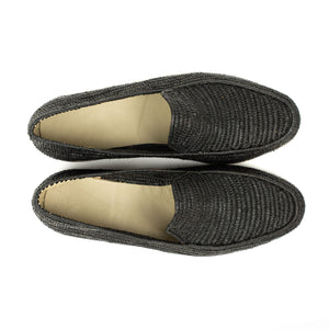 x El Karti: handmade Moroccan raffia moccasin loafers, black