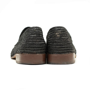 x El Karti: handmade Moroccan raffia moccasin loafers, black