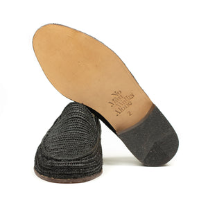 x El Karti: handmade Moroccan raffia moccasin loafers, black