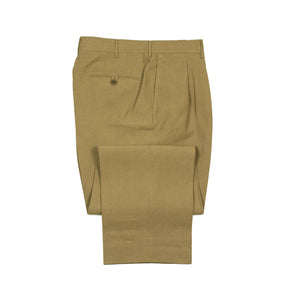 Exclusive "Brooklyn" double-pleated high-rise wide trousers in mocha brown Irish linen