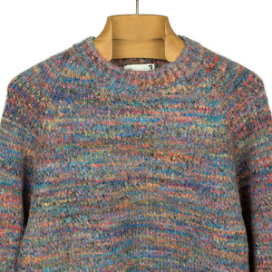 Crewneck sweater in hand-dyed multi-color acrylic wool mix