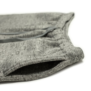 Drawstring trousers in grey herringbone brushed polyester jersey
