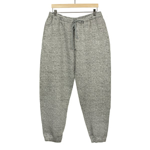 Drawstring trousers in grey herringbone brushed polyester jersey