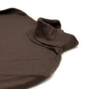 Turtleneck in brown washable wool jersey (restock)