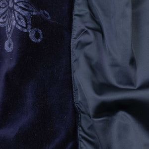 Ife scarf in solar system print indigo cotton velvet and silk