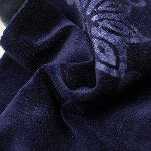 Ife scarf in solar system print indigo cotton velvet and silk