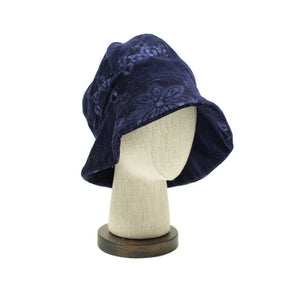 Elegushi bucket hat in solar system print indigo cotton velvet