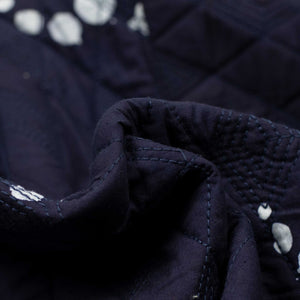 Didi quilted shirt jacket in indigo fractal dot print cotton