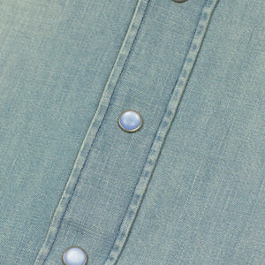 Pearlsnap Western shirt in washed indigo cotton denim
