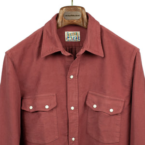 Pearlsnap Western shirt in faded "Merlot" cotton moleskin