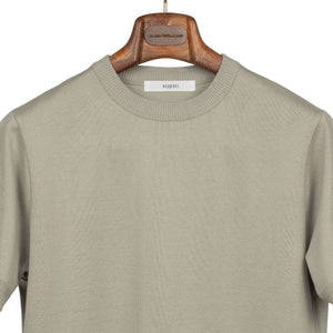 Short sleeve knit t-shirt in greige cotton