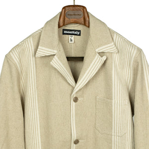 Italian Jail Jacket in natural striped linen and cotton canvas