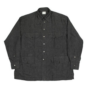 The Shell Collector shirt jacket in charcoal linen plainweave