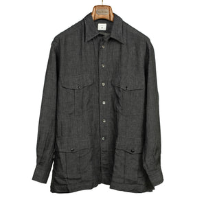 The Shell Collector shirt jacket in charcoal linen plainweave