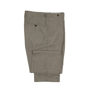 Exclusive Westside side-tab pleated high-rise wide trousers in Loro Piana taupe wool silk linen