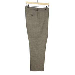 Exclusive Westside side-tab pleated high-rise wide trousers in Loro Piana taupe wool silk linen